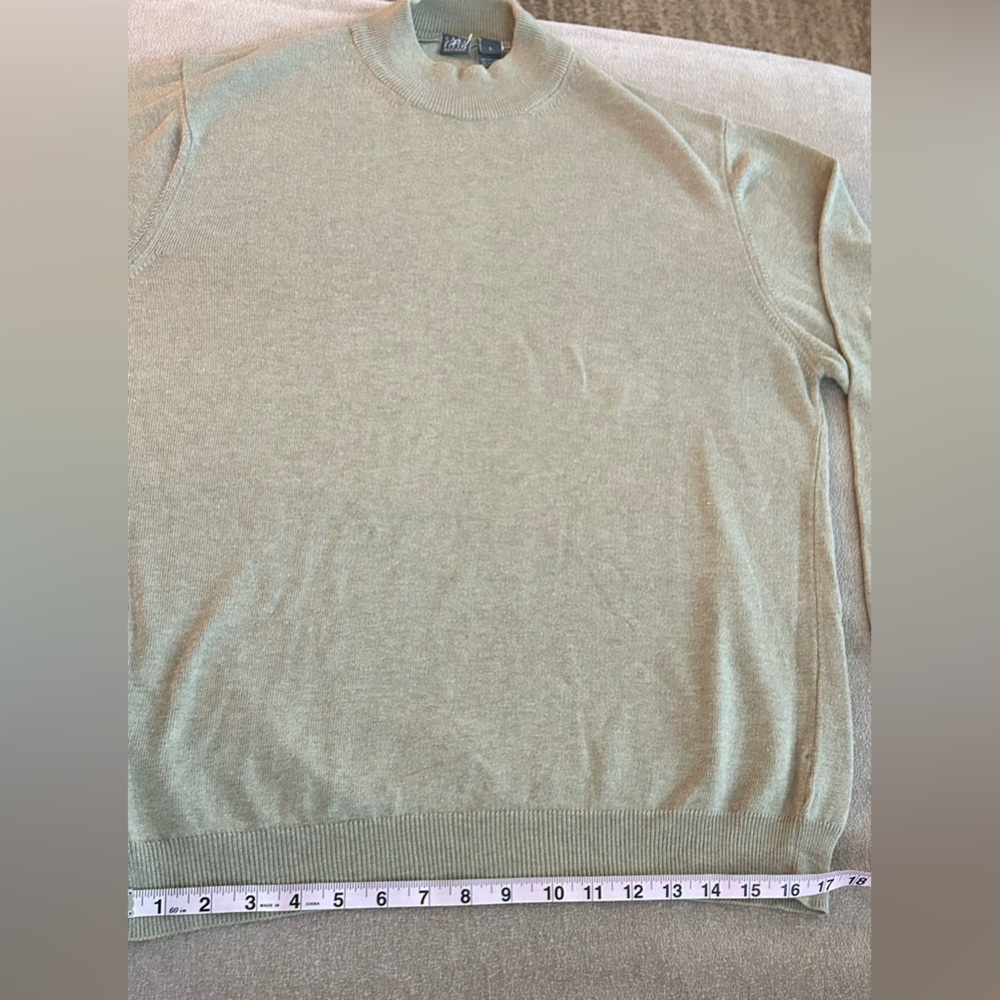 Saks Fifth Avenue Tan Brown sz L Cotton Blend Mock Neck Sweater EUC Stretch VTG - Picture 6 of 16